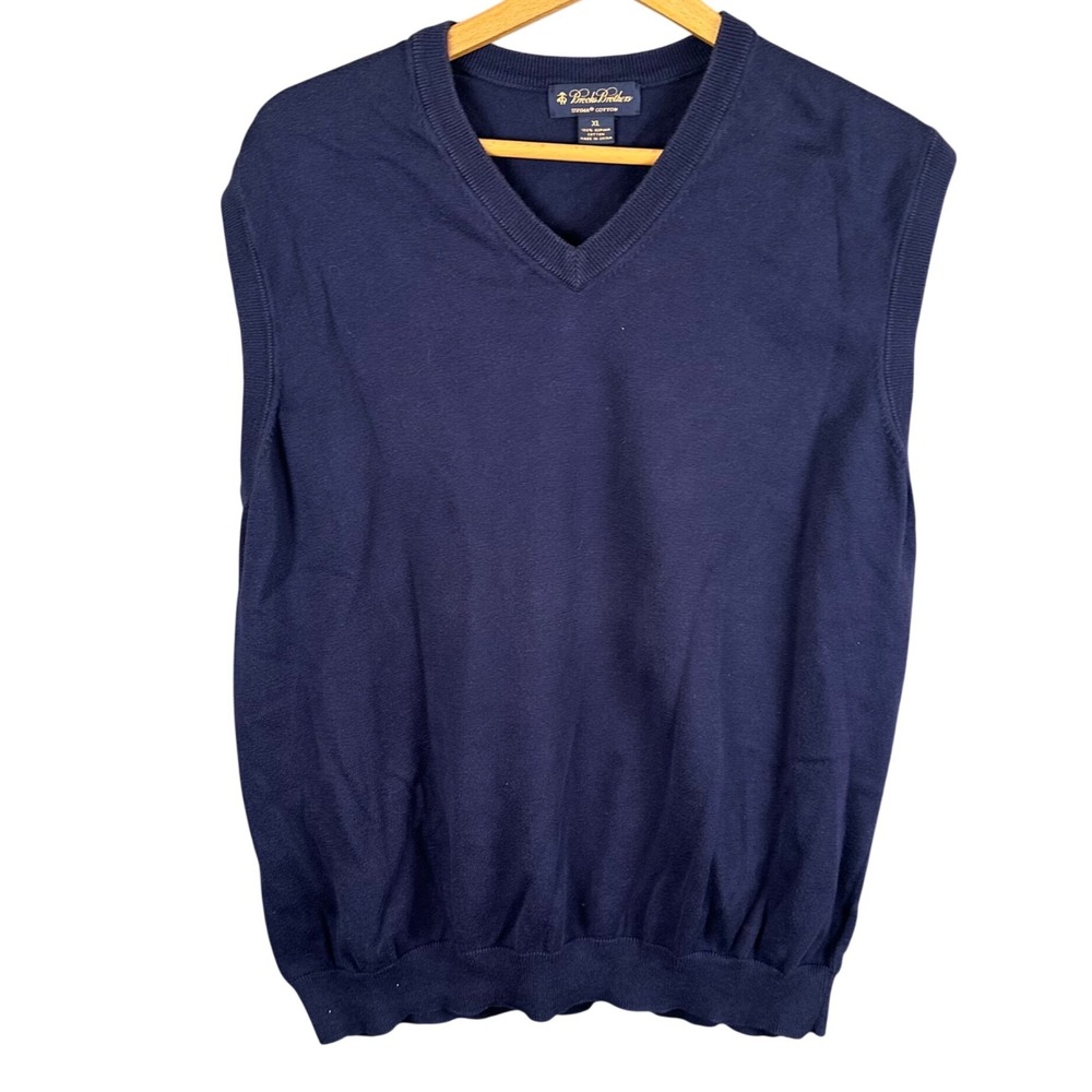 Brooks Brothers Navy Blue Supima Cotton V-Neck Sweater Vest XL Mens